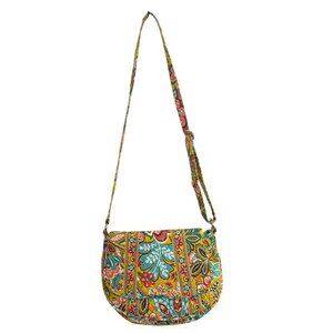 Vera Bradley Crossbody Bag Adjustable Strap Quilted Yellow Floral Multicolor